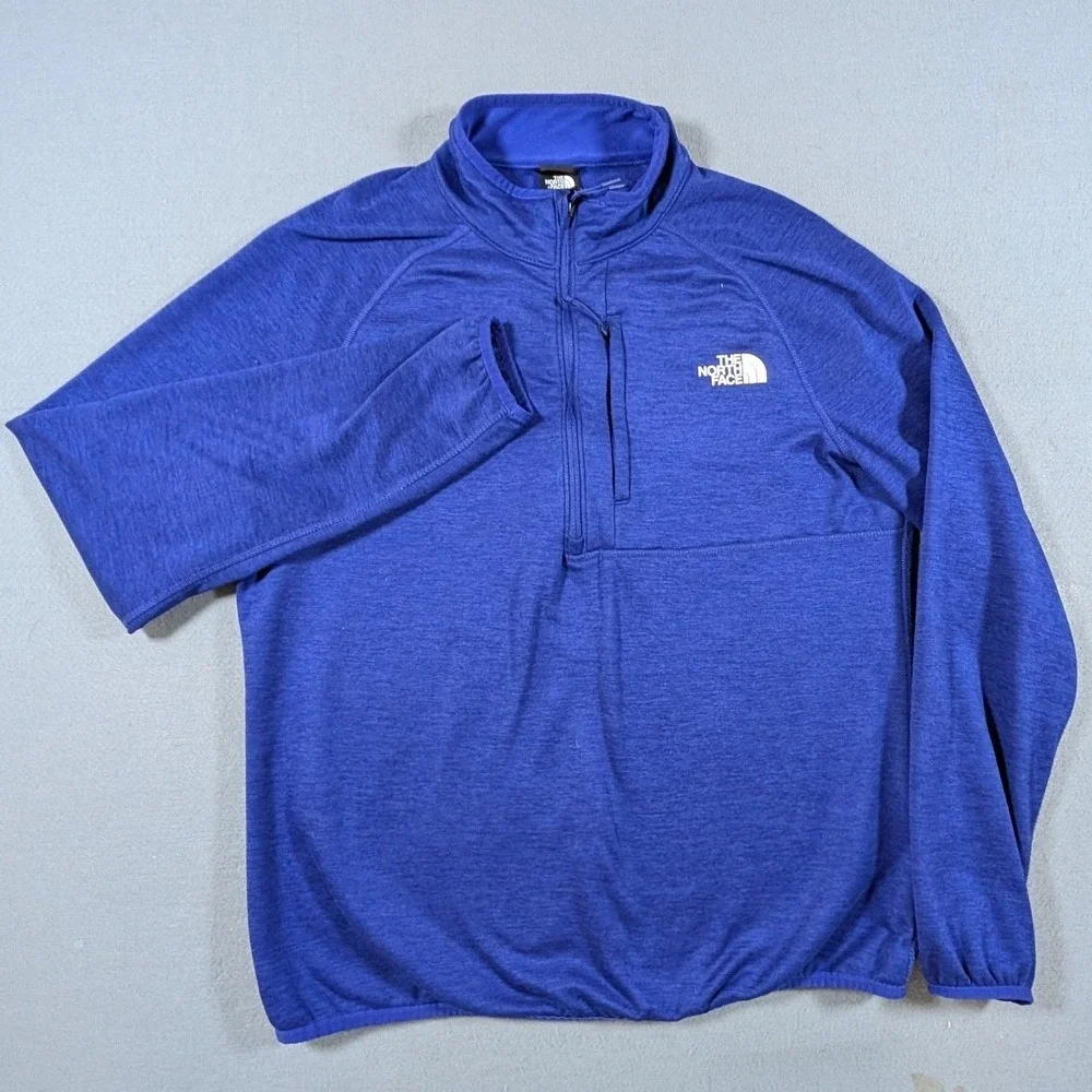 The North Face Quarter Zip Fleece Pullover Mens Size Large Blue Activewear